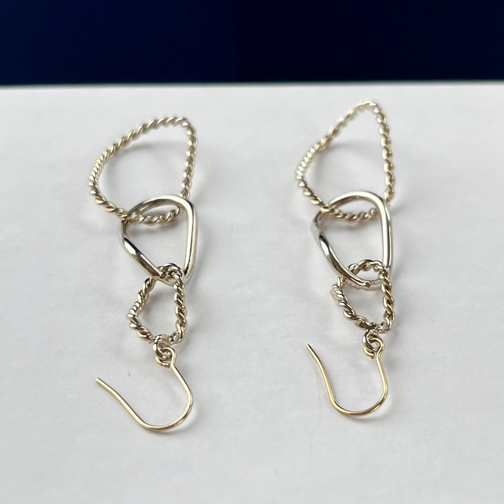 Mixed Texture Triple Loop Drop Earrings - image 6